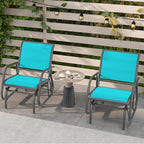 Giantex Swing Glider Chair W/Study Metal Frame Comfortable Patio Chair Love-Seat for Garden, Porch, Backyard, Poolside, Lawn Outdoor Rocking Chair (2, Turquoise)