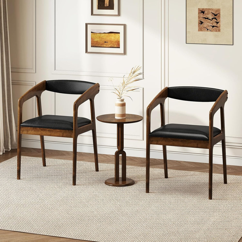 COSTWAY Dining Chairs with Arms and Padded Seat Set of 4, Brown & Black |...