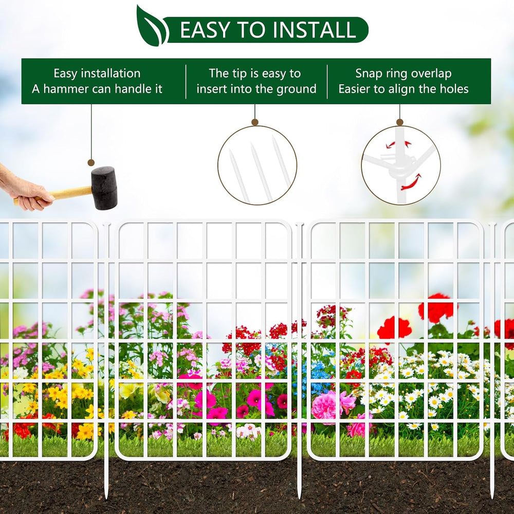 30ft x 17in Garden Fence Animal Barrier, 28 Panels No Dig Fence Border, Rustp...