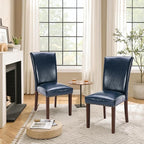COLAMY Upholstered PU Leather Dining Chairs Set of 4 with High Back Support, Nailhead Trim & Solid Wood Legs, Comfortable Dining Room Chairs for Kitchen Table, Apartment & Family Use