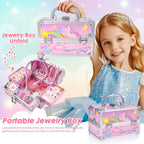 PinkSheep Unicorn Kids Jewelry for Girls: Toddler Princess Dress Up Unicorn Toy Set, Ring Necklace Bracelace Earing Clip for Little Girls, for Kids Toddler Jewelry Age 3-8