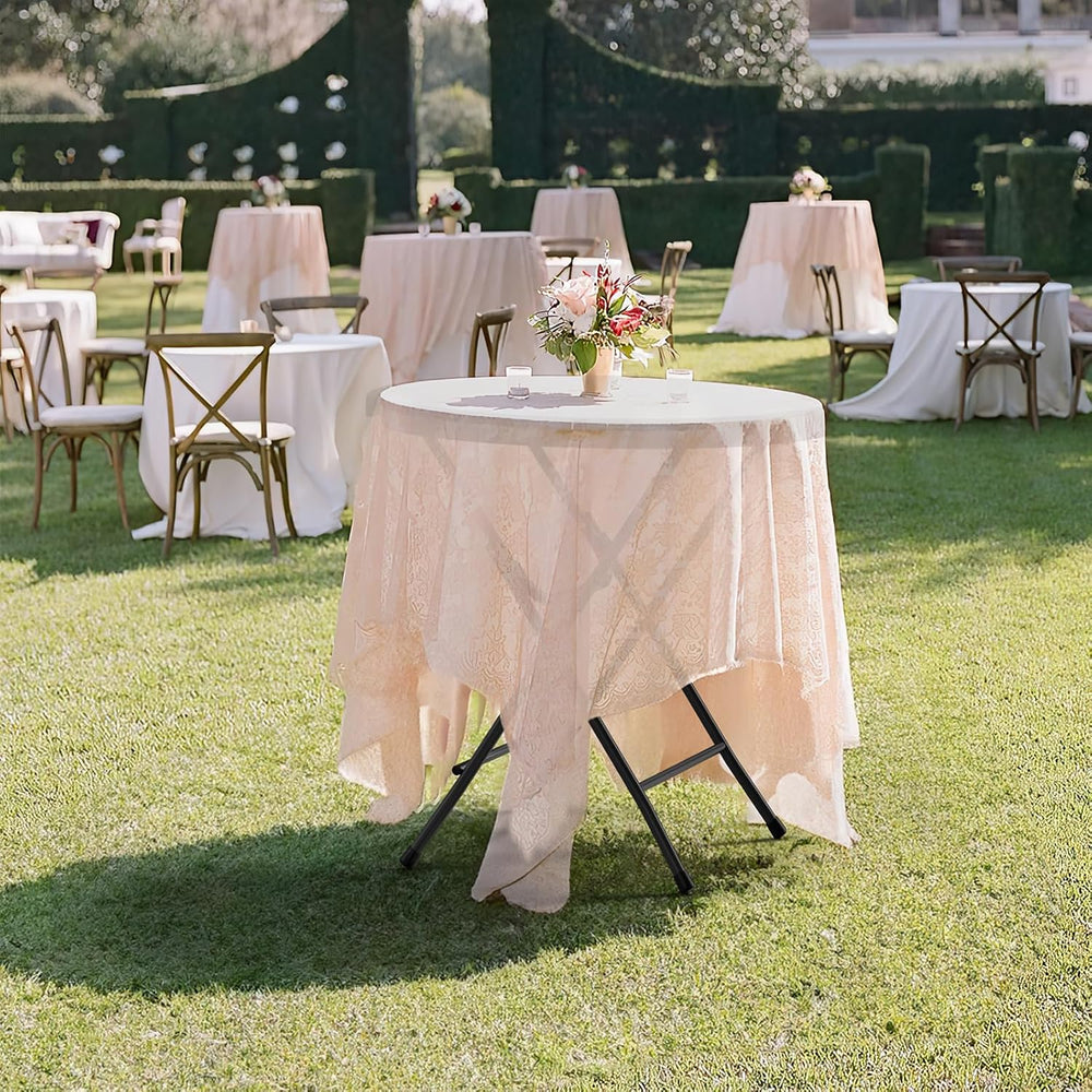 VINGLI 32" Round Folding Commercial Banquet Table, Portable Plastic Coff...