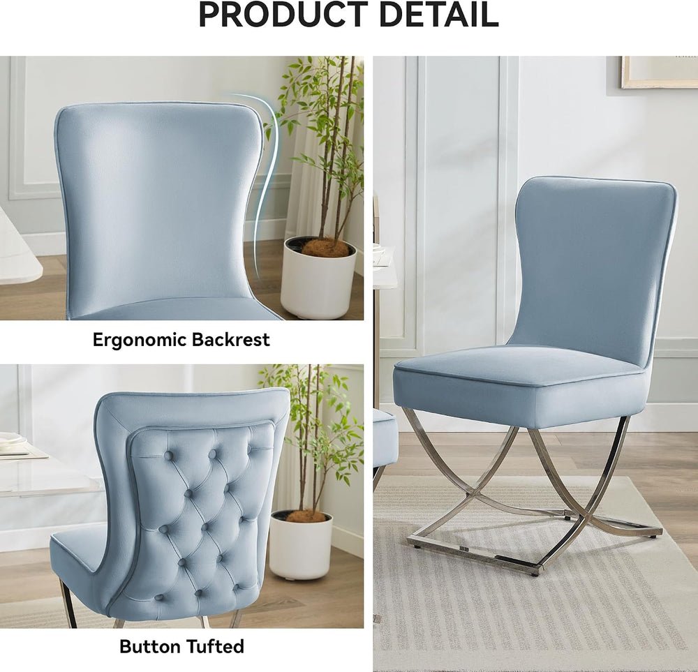 WUTUTUEE Luxury Velvet Dining Chairs, Tufted Upholstered Armless Accent Chair...
