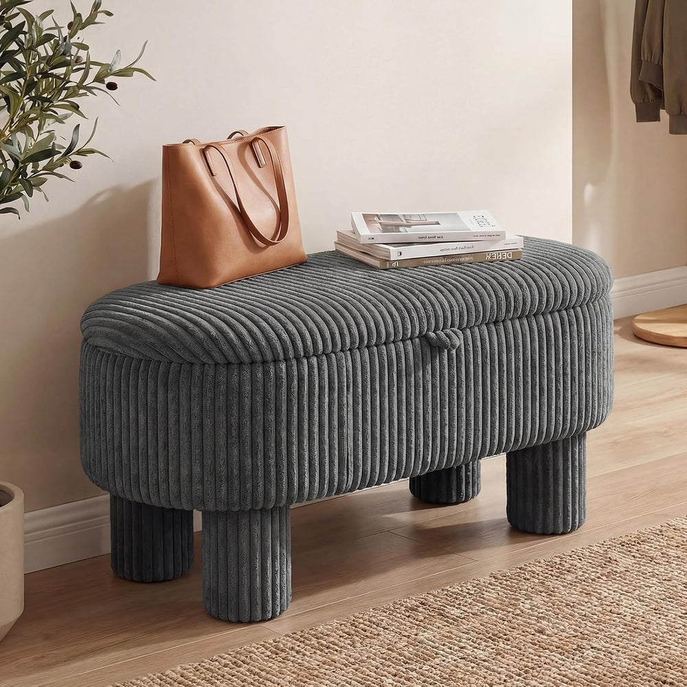 Giantex 42'' Storage Ottoman Bench, Corduroy Fabric Upholstered End o...