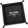 Lifetime Creations Personalized Groomsman Valet Tray - Custom Gifts for Groomsmen Proposal, Vegan Leather Catchall Wedding Gifts (Black, Bow Tie Design)