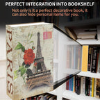 Paris Book Safe Box with Combination Lock, Diversion Safe Vintage Faux Book Hidden Safe for Decoration, Secret Storage Box for Home Office Café Bookshelf Decor (9.5"×6"×2.2")