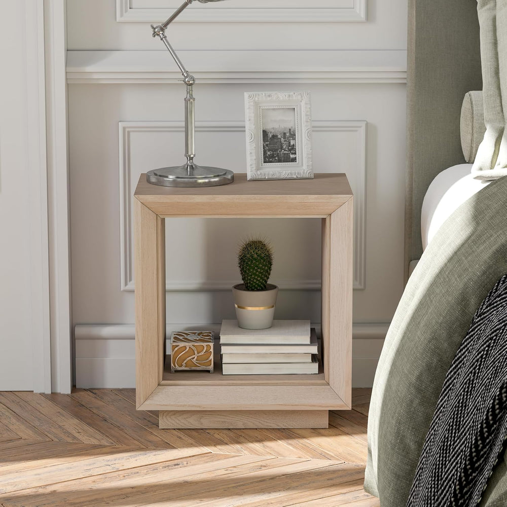 COZAYH Farmhouse End Table, Open Cube Accent Table with Geometric Frame, Mode...