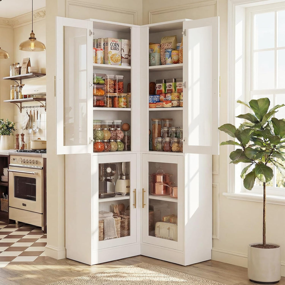 Armocity Corner Pantry Cabinet with Doors, 70" Tall Corner Storage Cabin...
