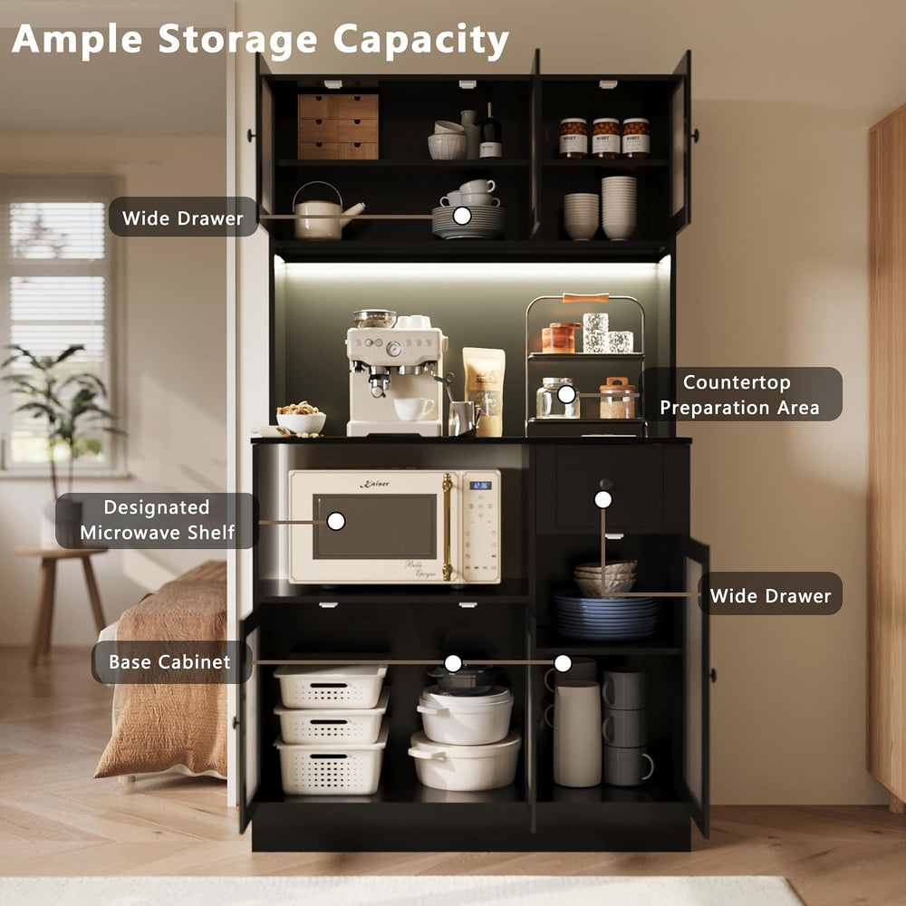 71" Kitchen Hutch Cabinet with Storage for Living & Dining Room, Kit...