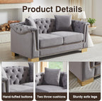 Harper & Bright Designs 62" Chesterfield Sofa Velvet Two-Seater, Modern Classic Rolled Arm Button Tufted Sofa with Nailhead Decor, Cloud Couch Loveseat for Living Room, Apartment (Grey)