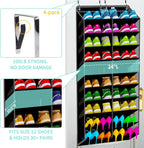 Large Shoe Rack for Door 74 x 24 Inches, Over the Door Shoe Organizer, Heavy-Duty Hanging Shoe Storage for Closet, Extra-Wide 30 Pairs Shoe Holders Fit Family Sneakers Heels Boots - Black