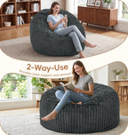 Bean Bag Chair Giant Beanbag with Filling Memory Foam Living Room Adult 5FT | Breathable Big Giant Oversized Beanbag Bed Washable Cover Green Grey White