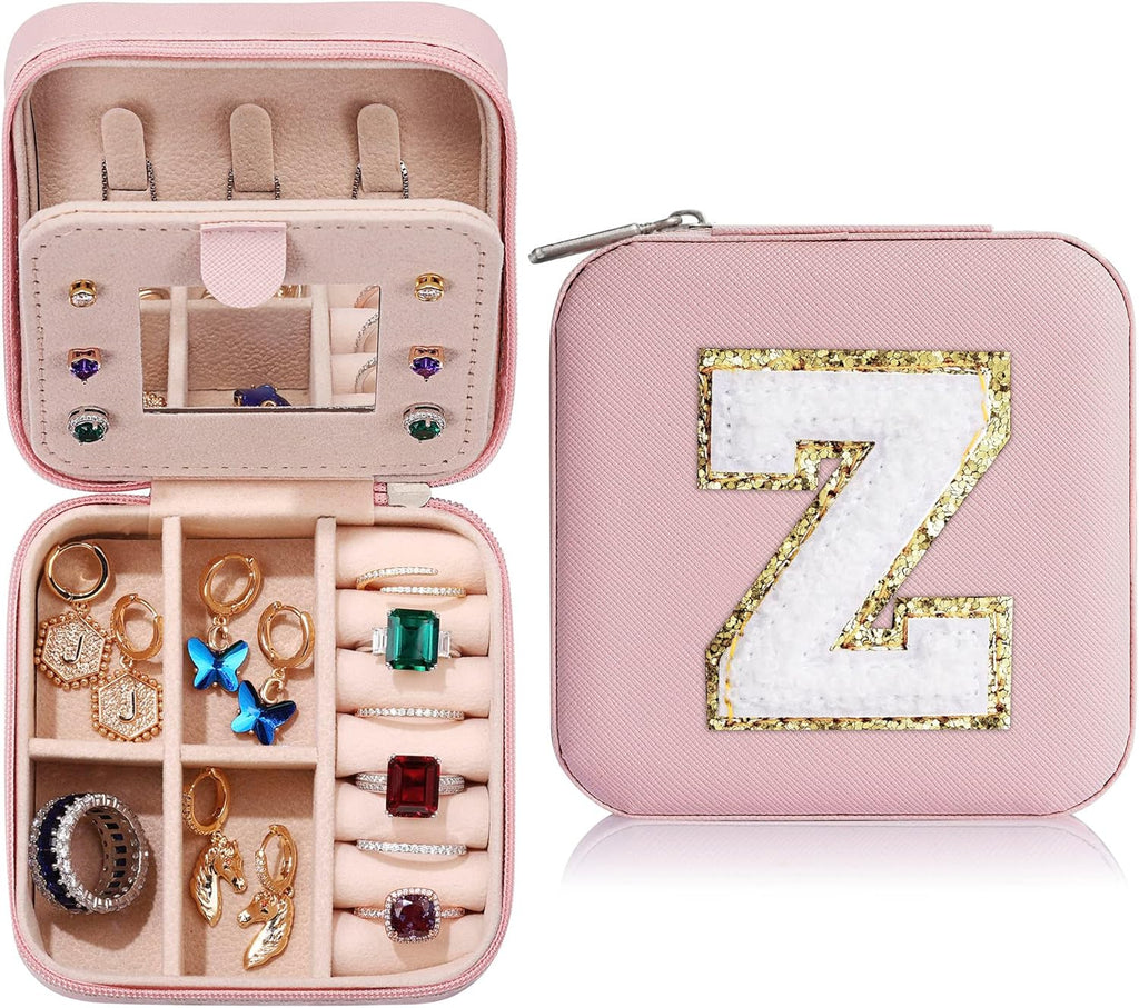 Parima Teacher Appreciation Gifts - Women's Travel Jewelry Case | Travel Essentials Small Jewelry Box - Letter Z, Pink