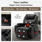 Korser Recliner Chair, Rocking Chair with Massage and Heat, 360° Swivel Recliner Chairs for Adults, Rocker Manual Recliner with Remote Control and Cup Holder for Living Room, Bedroom, Nursery