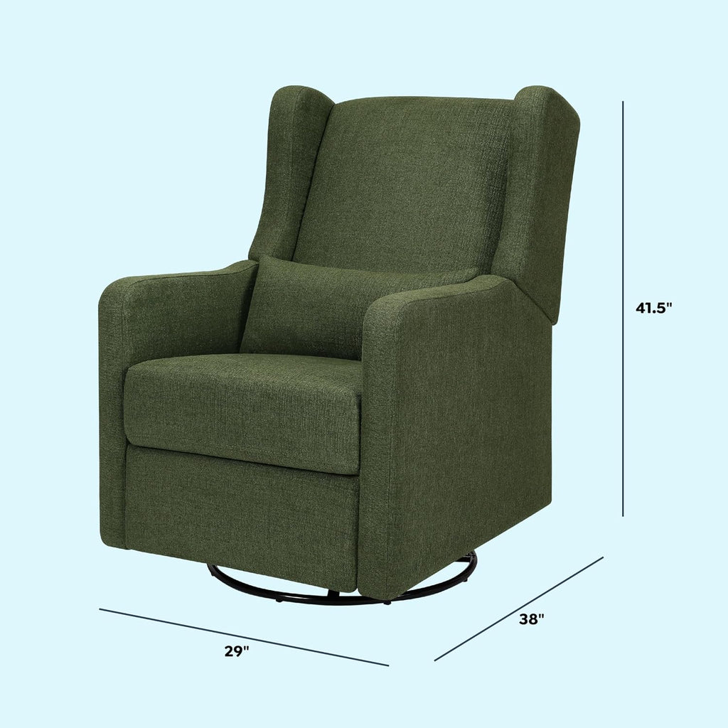 Carter's by Davinci Arlo Recliner, Performance Forest Green Linen | Glider Recliner Nursery Chair w/ 360° Swivel - GREENGUARD Gold & FSC Certified - Water & Stain Resistant Glider Rocking Chair