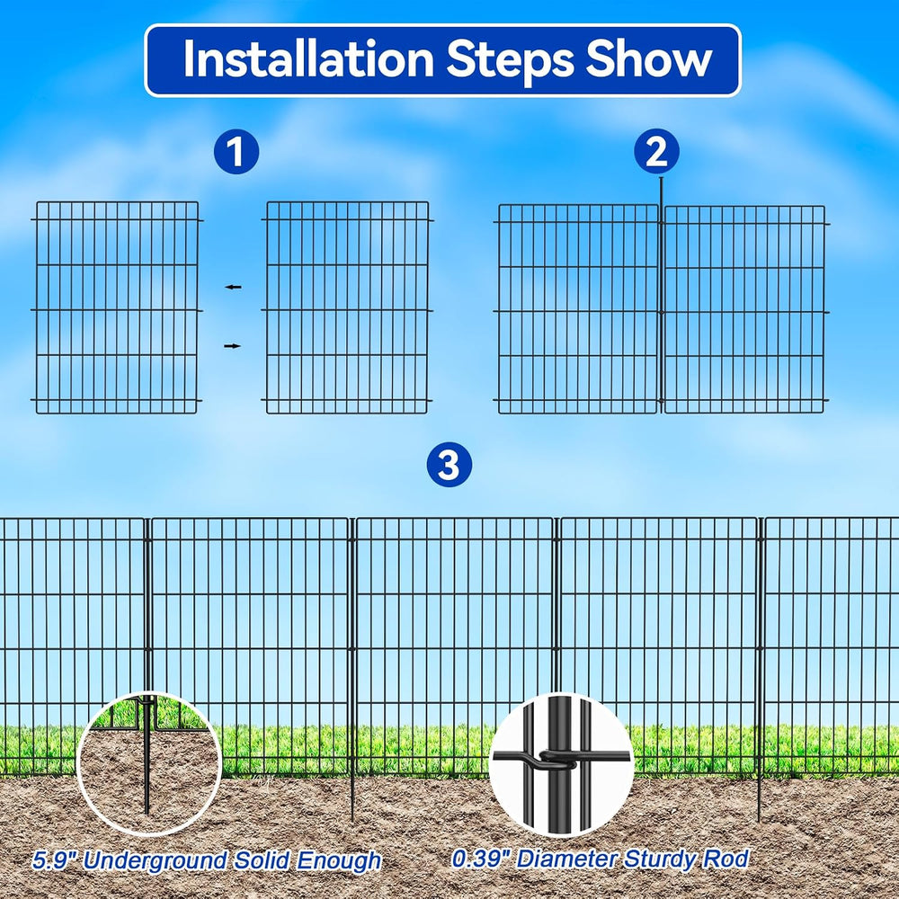 INJOPEXI Garden Fence 6 Panels 11.8ft (L)×30in (H) Decorative Garden Fences w...