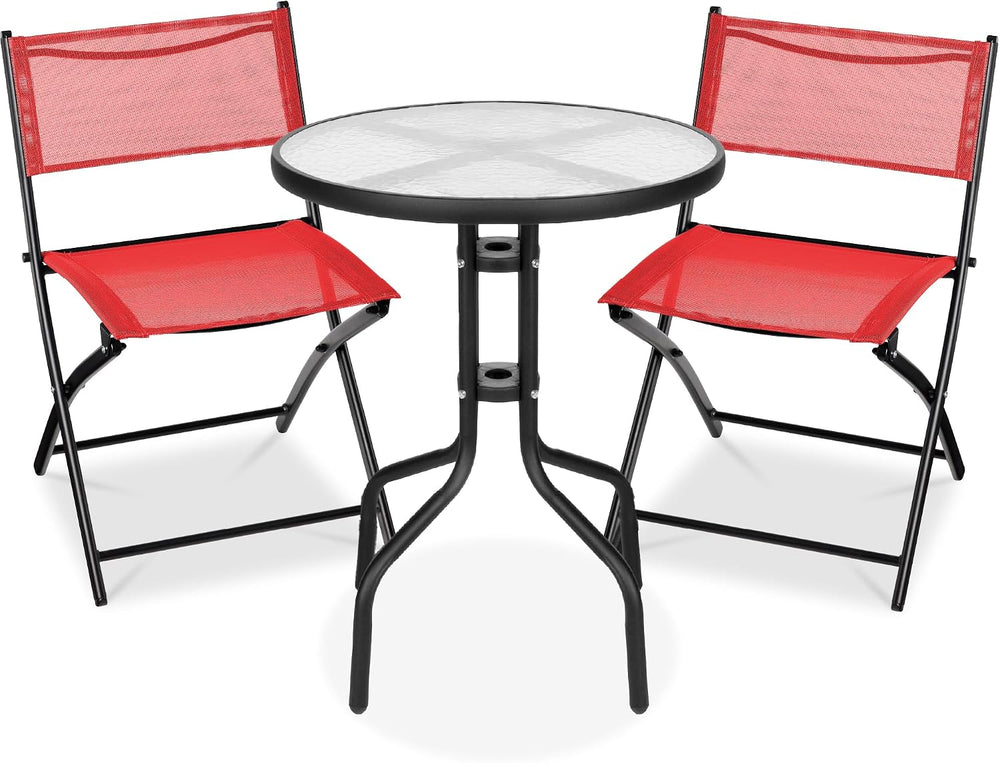 Best Choice Products 3-Piece Patio Bistro Dining Furniture Set w/Textured Gla...