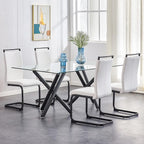 AZmac Modern Leather Dining Chairs Set of 2,Armless Kitchen Chairs,Dining Room Chairs with Upholstered Padded Seat and Sturdy Chrome Legs for Dining Room,Kitchen (Set of 2, White-Black Leg)