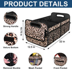 Deosk Car Trunk Organzier for suv,Car Organziers and Storage with 6 Big Pocket for Women/Men 50L Waterproof Polyester Trunk Organzier for Minivan/Truck(Medium,Leopard print)