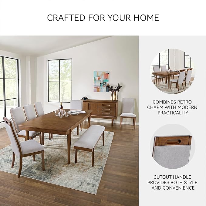 Signature Design by Ashley Lyncott Casual Upholstered Dining Chair with Cushion and Cutout Handle, Set of 2, Light Gray & Dark Brown