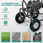 250FT Garden Hose Reel Cart with 10" Pneumatic Tires, Heavy-Duty Steel Frame for Tangle-Free Water Hose Storage, Easy-Rolling Lawn & Yard Hose Holder