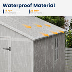UDPATIO Resin Storage Shed 8 x 8 FT, Outdoor Garden Sheds with Floor Plastic Patio Outdoor Storage Shed with Lockable Door, Sandstone