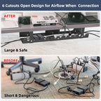 2 Pack Cable Management Under Desk Tray,Adjustable Length(15.7”-31.4”) Large Cord Organizer for Wire Management Tray,Under Table Cord Wire Organizer for Home,Office,Computer Desk