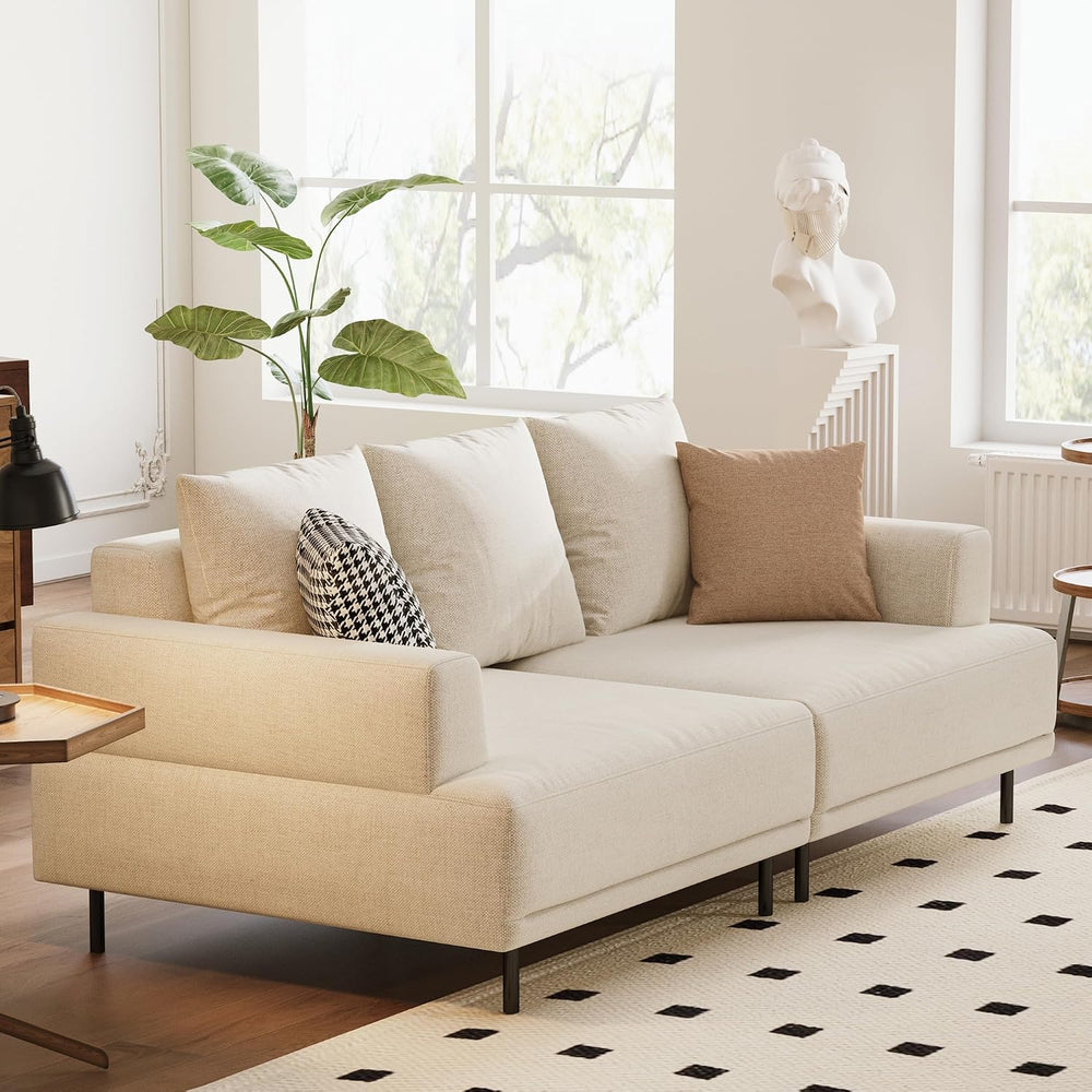 79" Modern Fabric Couch,Cloud Sofa with Low Back for Living Room