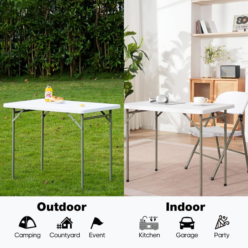 3ft Rectangular Folding Table for All-Occasion, Foldable Table with HDPE Tabl...