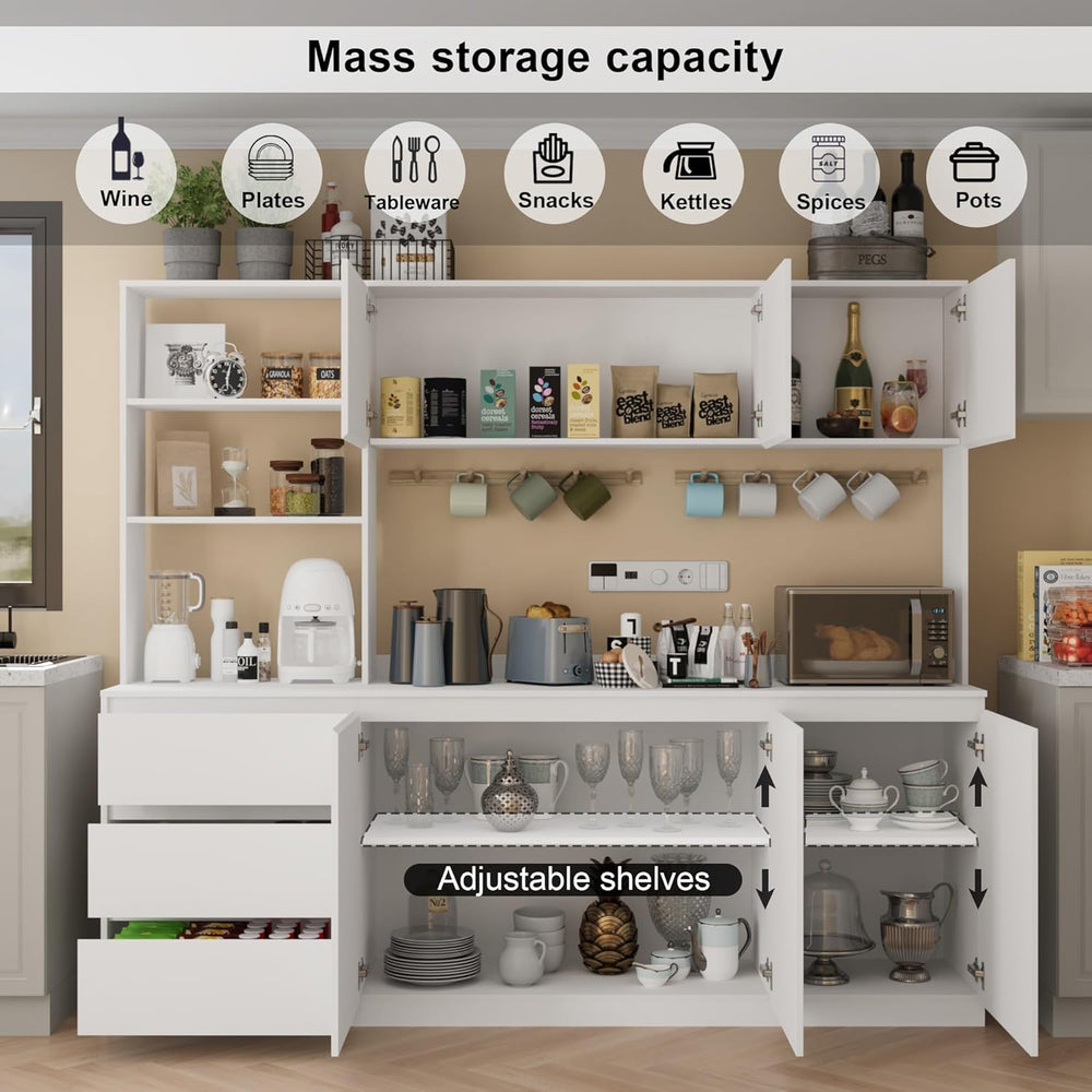 Mekminop Extra Large Kitchen Pantry with Microwave Shelf, Kitchen Hutch Stora...