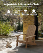 YEFU Adirondack Rocking Chair Set of 2, All-Weather Resistant, Teak | Outdoor Rocking Chair Oversized, Rocker Chair with Wide Back,Look Like Real Wood, For Patio/Porch/Backyard,Heavy Duty 380 lbs