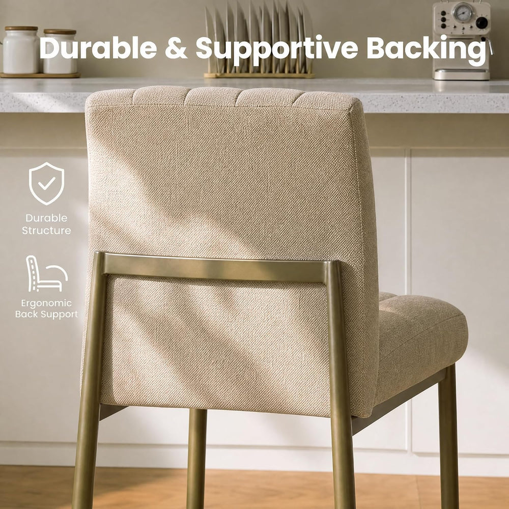 GrandNoor Comfortable Bar Stools Set of 2, 26” Thick Upholstered Counter Heig...