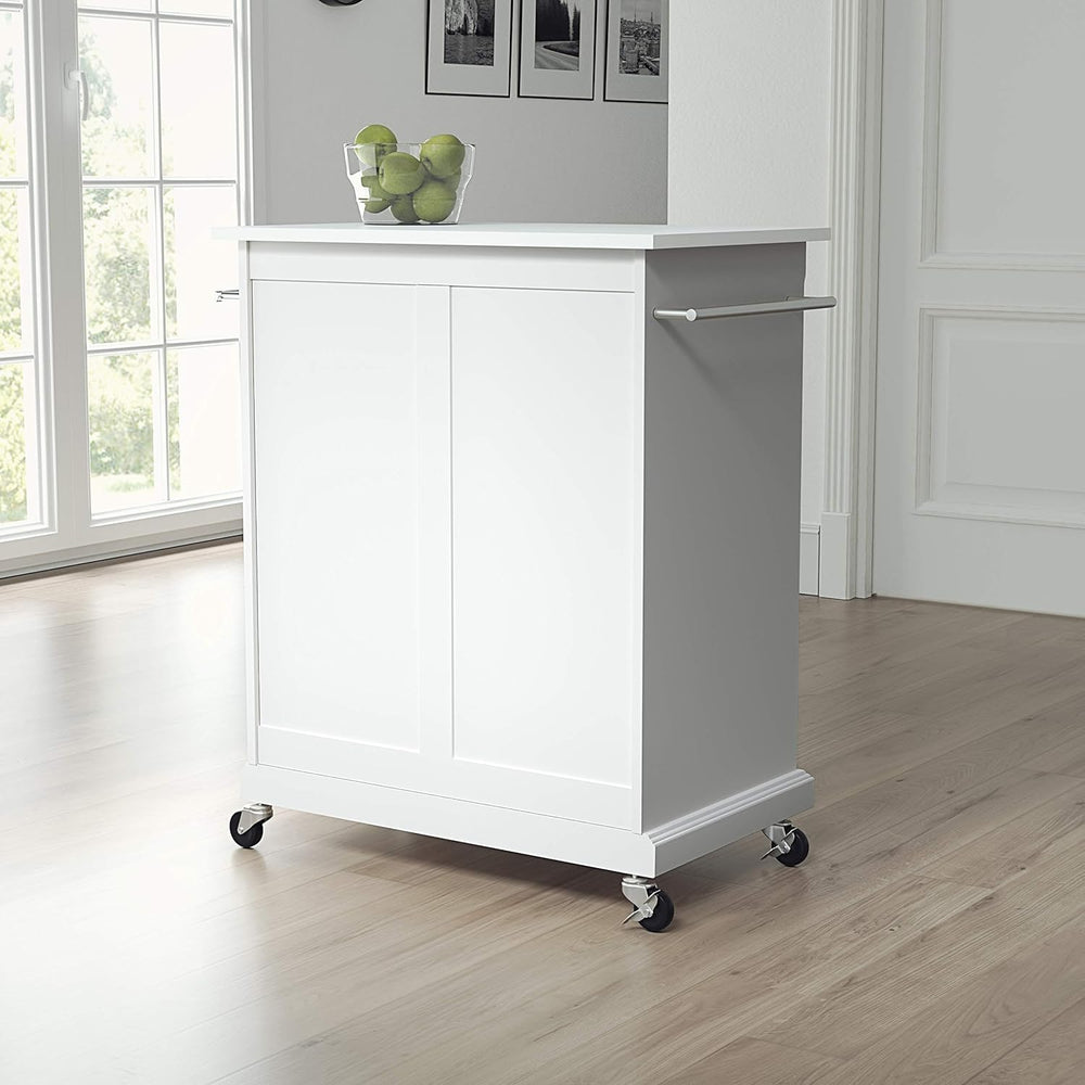 Crosley Furniture Compact Stone Top Small Rolling Cart with Shelves, Microwav...