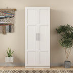 LUMISOL Modern Kitchen Pantry Cabinet with 2 Doors, Buffet Cupboards Sideboard with 4 Storage Spaces, Kitchen Hutch for Living Room Dining Room, White