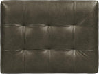 POLY & BARK Napa Ottoman - Full-Grain Leather Upholstered Ottoman with Feather-Down Topper - Couch for Living Room - Vintage Italian Leather in Olivine Green
