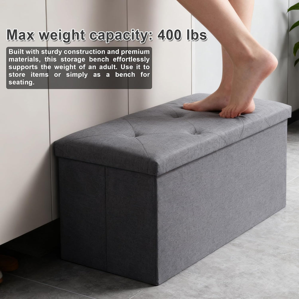 30 inch Storage Ottoman Bench, 30 inch Folding Storage Bench Ottoman, for Bed...