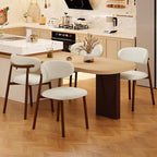 Kitchen Dining Chairs Set of 4 Modern Soft Linen Farmhouse Dining Room Chair with Metal Legs, Beige/Walnut