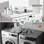 Washer Dryer Countertop with 2 Pack Storage Baskets, Wood Washer and Dryer Countertop with Non-Slip Pads/Edge Rails for Laundry Room Storage and Organization, 27.5" W x 54" L(White)