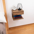 Floating Nightstand Side Accent or End Table with Storage Drawer, Wood Bedside Shelf, Handmade Floating Table, Nightstand Shelf (Vancouver)