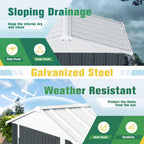 Flamaker 6x4 FT Storage Shed Waterproof Metal Garden Shed with Lockable Door Utility Tool Shed Outdoor Storage for Backyard, Patio and Lawn, Grey