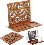 Huray Rayho Book Holder Wooden Book Stand for Reading Rest Page Marker Nightstands Organizer with Cup Mug Glasses Pen Holder Book Lovers Gift for Readers LibrarianTeachers Students Birthday Present