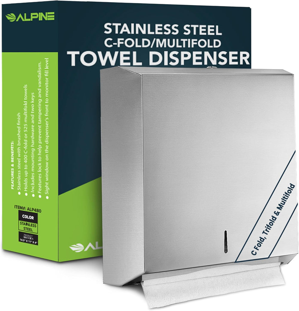 Alpine Commercial Paper Towel Dispenser – Wall-Mount Stainless Steel Holder f...