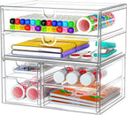 Acrylic Organizer with 6 Drawers, Bathroom Counter Organizer, Makeup Desk Organizers, Office Supplies, Storage Drawers for Cosmetic, Pencil, Coffee