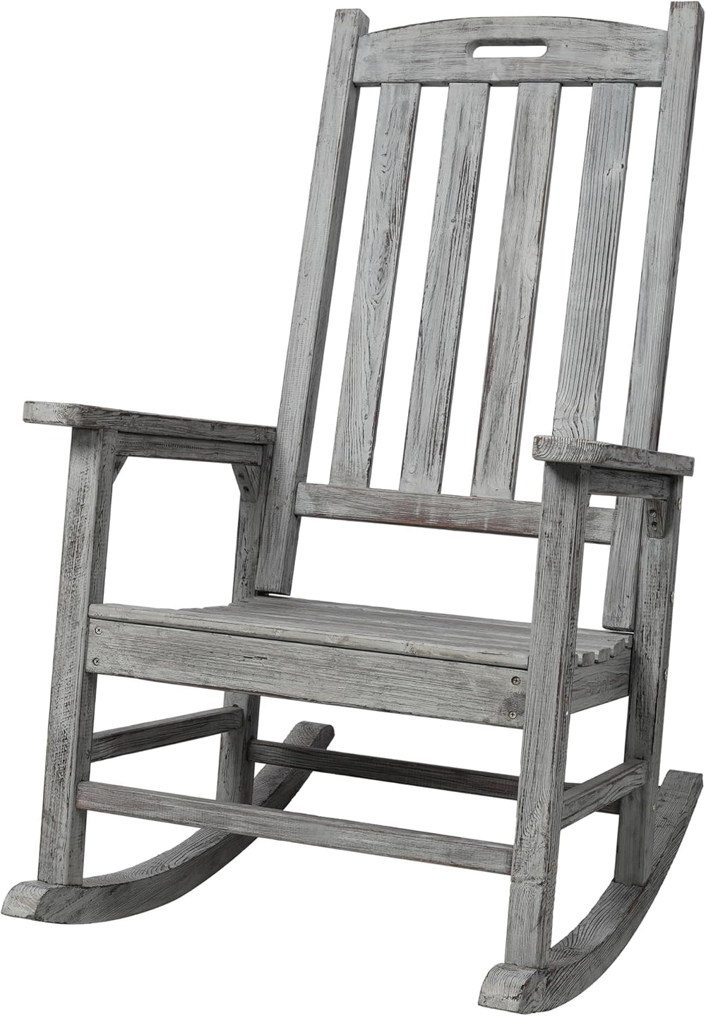Oversized Wooden Porch Rocker Chair: Classic Fir Wood Design with 21-Inch Wid...