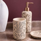 Hymmah Bathroom Accessories Set,Toothbrush Holder,Farmhouse Bathroom Decor,4 Pcs Resin Gift Set Apartment Necessities, Contain Toothbrush Cup,Soap Dispenser,Soap Dish,Tumbler