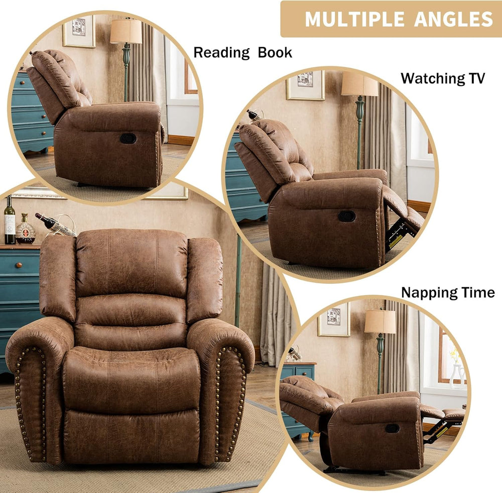 CANMOV Leather Recliner Chair, Classic and Traditional Manual Recliner Chair ...