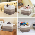 Storage Baskets for Organizing, Woven Baskets for Shelves, Rectangle Decorative Organizer for Storage Clothes, Toy, Books, Towels Nursery Bins 3 Pack (Gradient Dark Brown, 13"x9.85"x8.7")