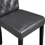 Yaheetech Dining Chairs Set of 6 Modern Style Faux Leather Dining Room Chairs with Solid Wood Legs and Button Tufted Padded for Home Kitchen, Gray