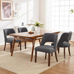 Dining Chairs Set of 4,Modern Dining Room Chairs with Thick Cushions,Upholstered Linen Fabric Kitchen Chairs for Kitchen Dining Room Darkgrey