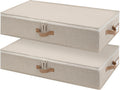 StorageWorks Underbed Storage with Lid, 2-Pack Under Bed Storage Containers for Clothes, Bedding, and Sweaters, Taupe